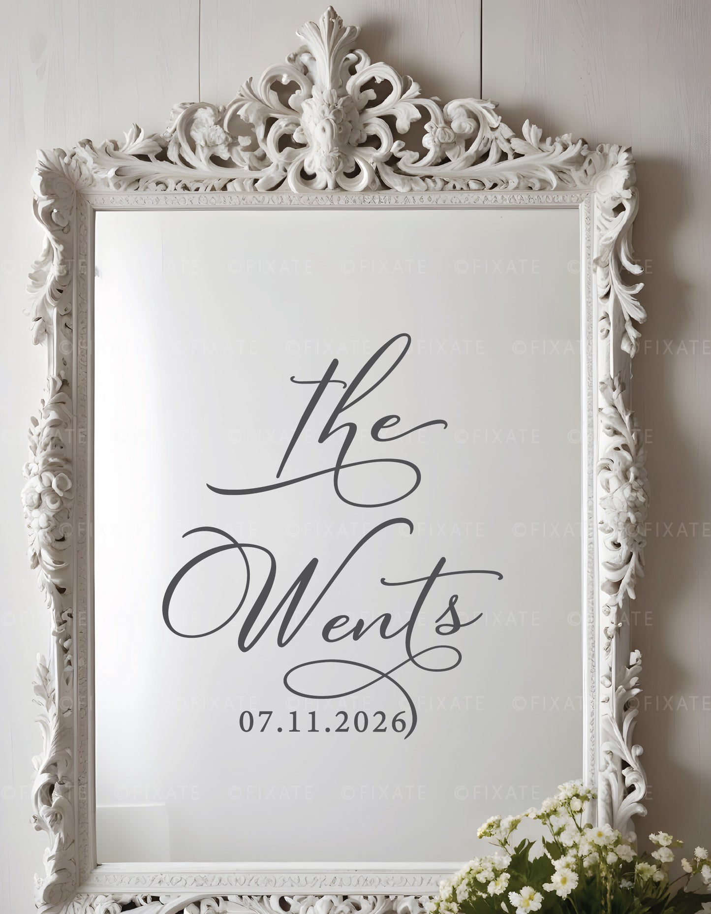Custom Last Name Wedding Mirror Decal For Wedding Sign Surname Vinyl Sticker
