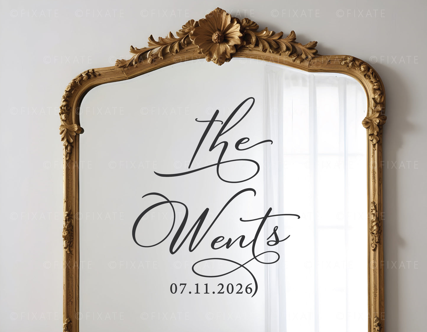 Custom Last Name Wedding Mirror Decal For Wedding Sign Surname Vinyl Sticker