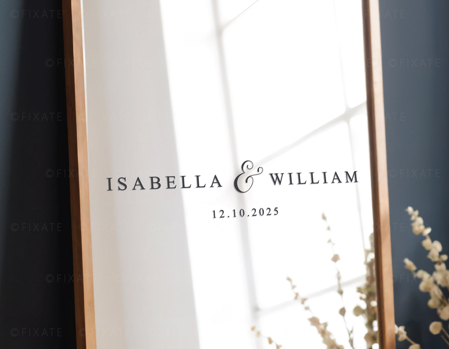 Wedding Mirror Decal Custom Welcome Sign Vinyl Sticker Two Lines