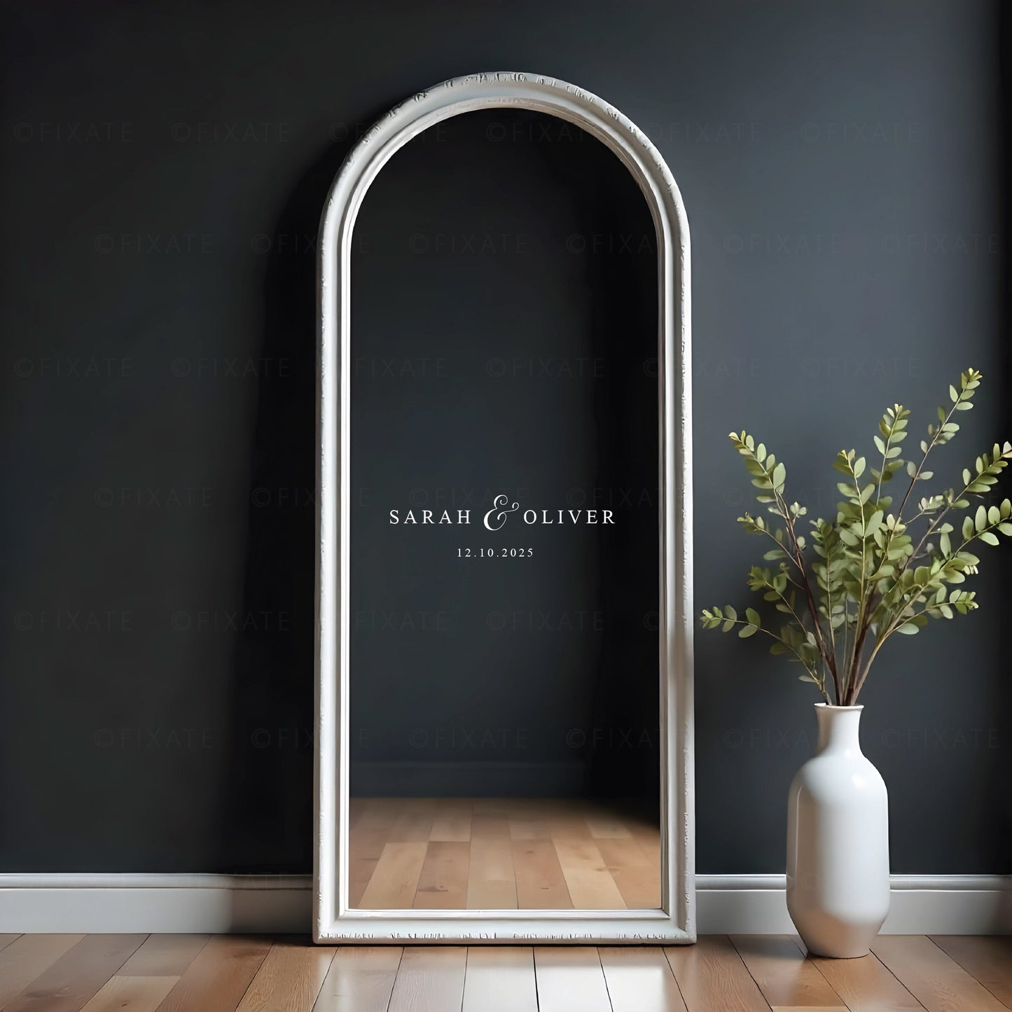 Wedding Mirror Decal Custom Welcome Sign Vinyl Sticker Two Lines Name and Date