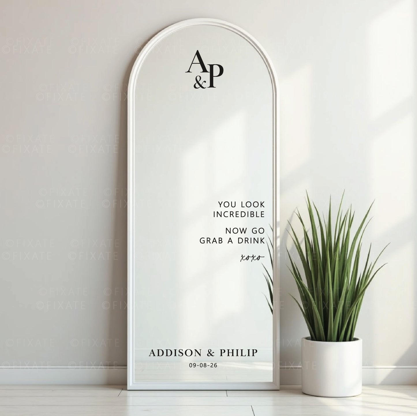 Wedding Mirror Decal Monogram Initials Names and Date Custom Vinyl Sticker Wedding Welcome Sign Mirror Signage