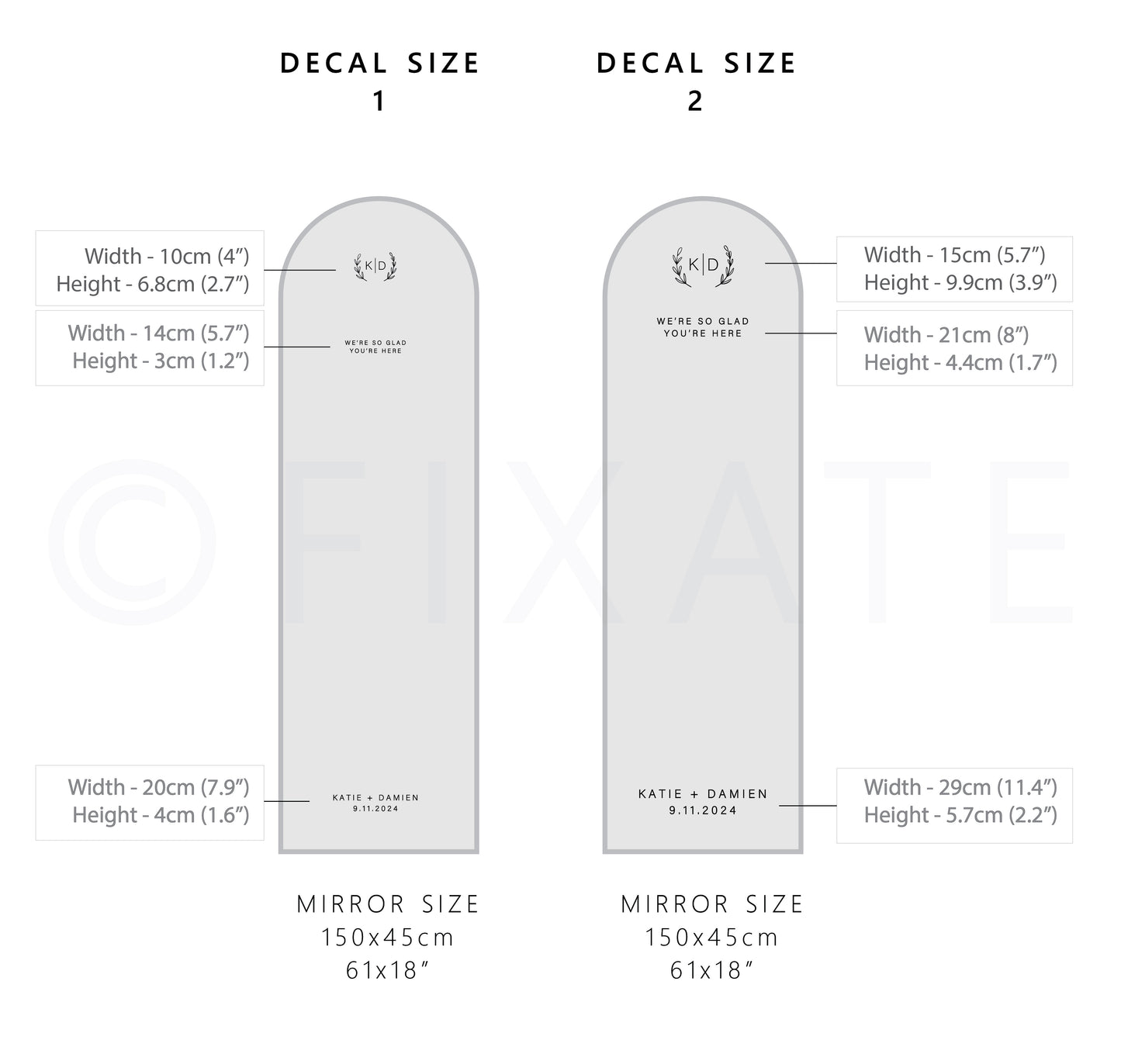 Wedding Selfie Mirror Decal Monogram Wreath