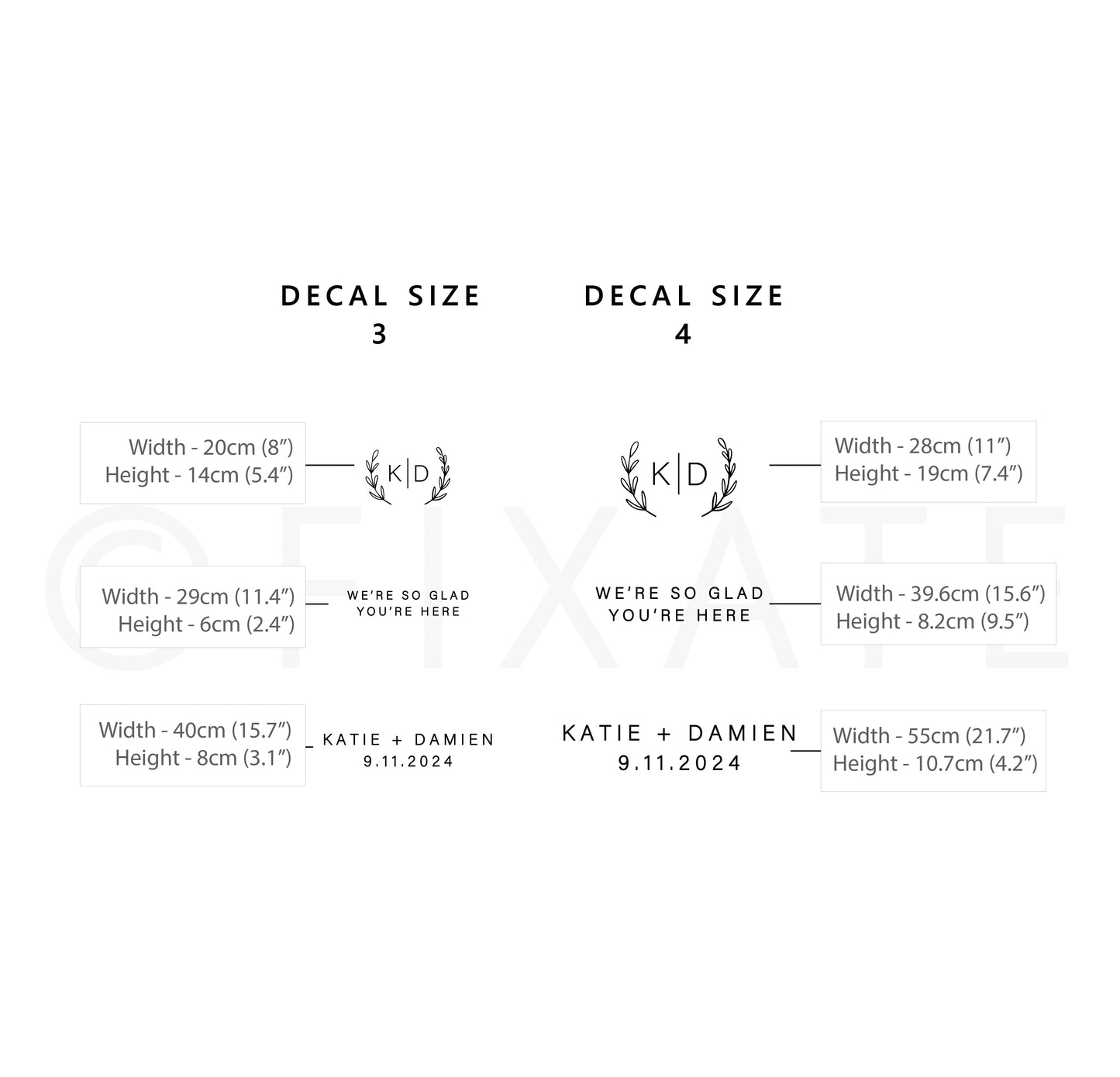 Wedding Selfie Mirror Decal Monogram Wreath