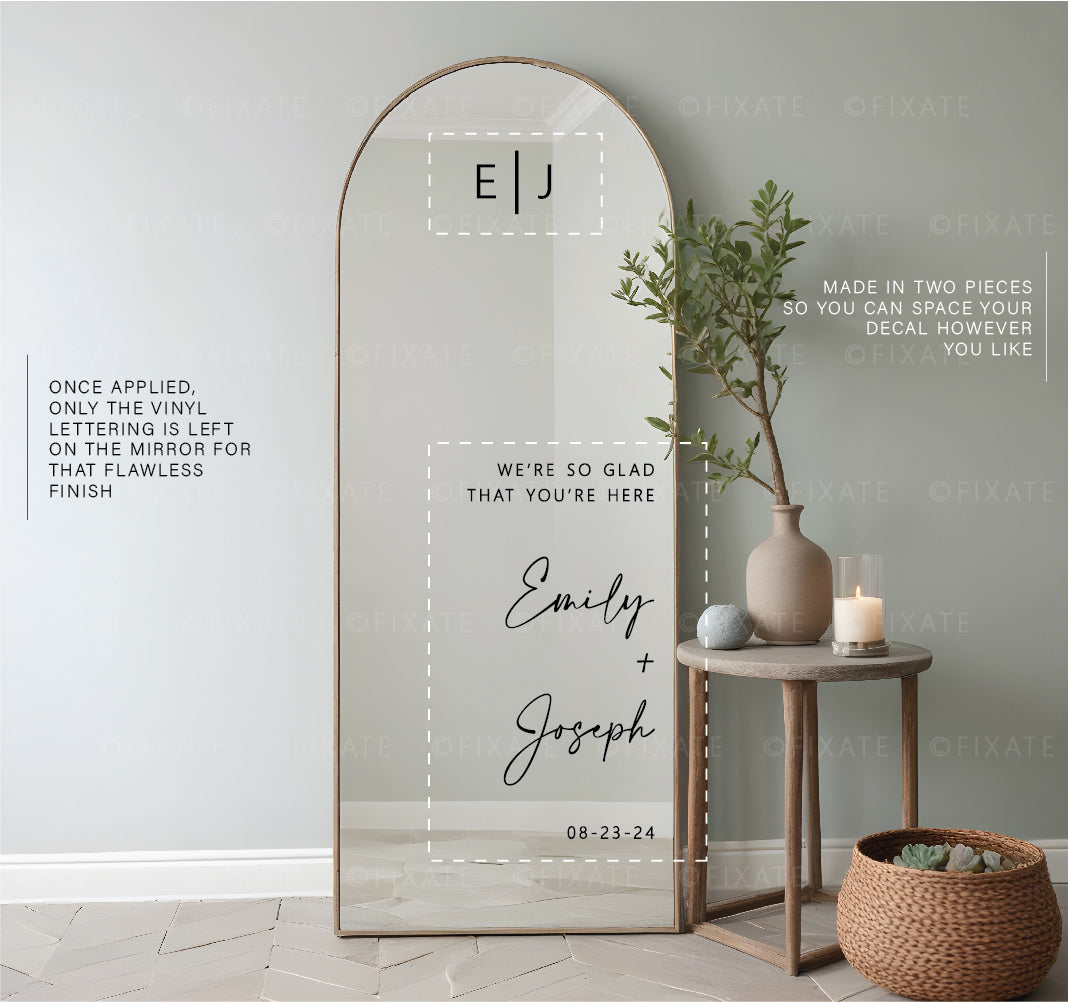 Custom Wedding Mirror Sticker Vinyl Decal For Mirror Welcome Sign We're So Glad Your Here