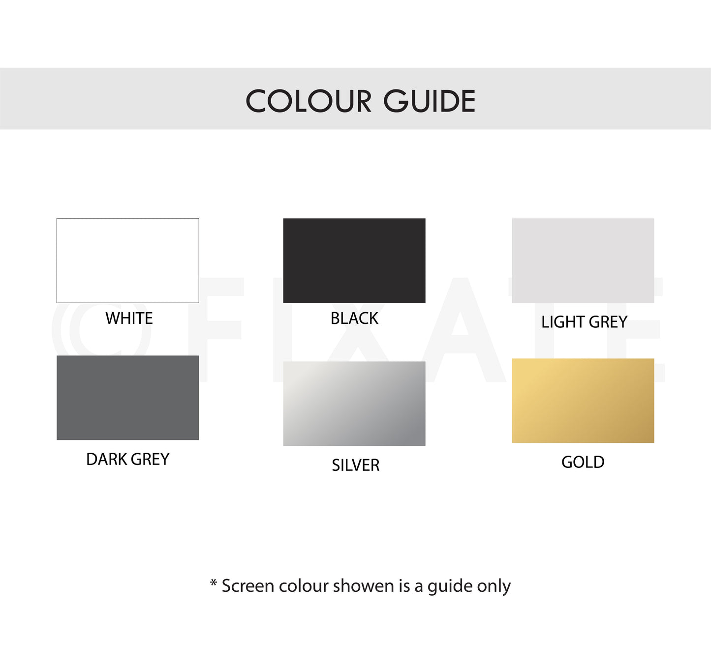 Wedding Mirror Decal Colour Guide