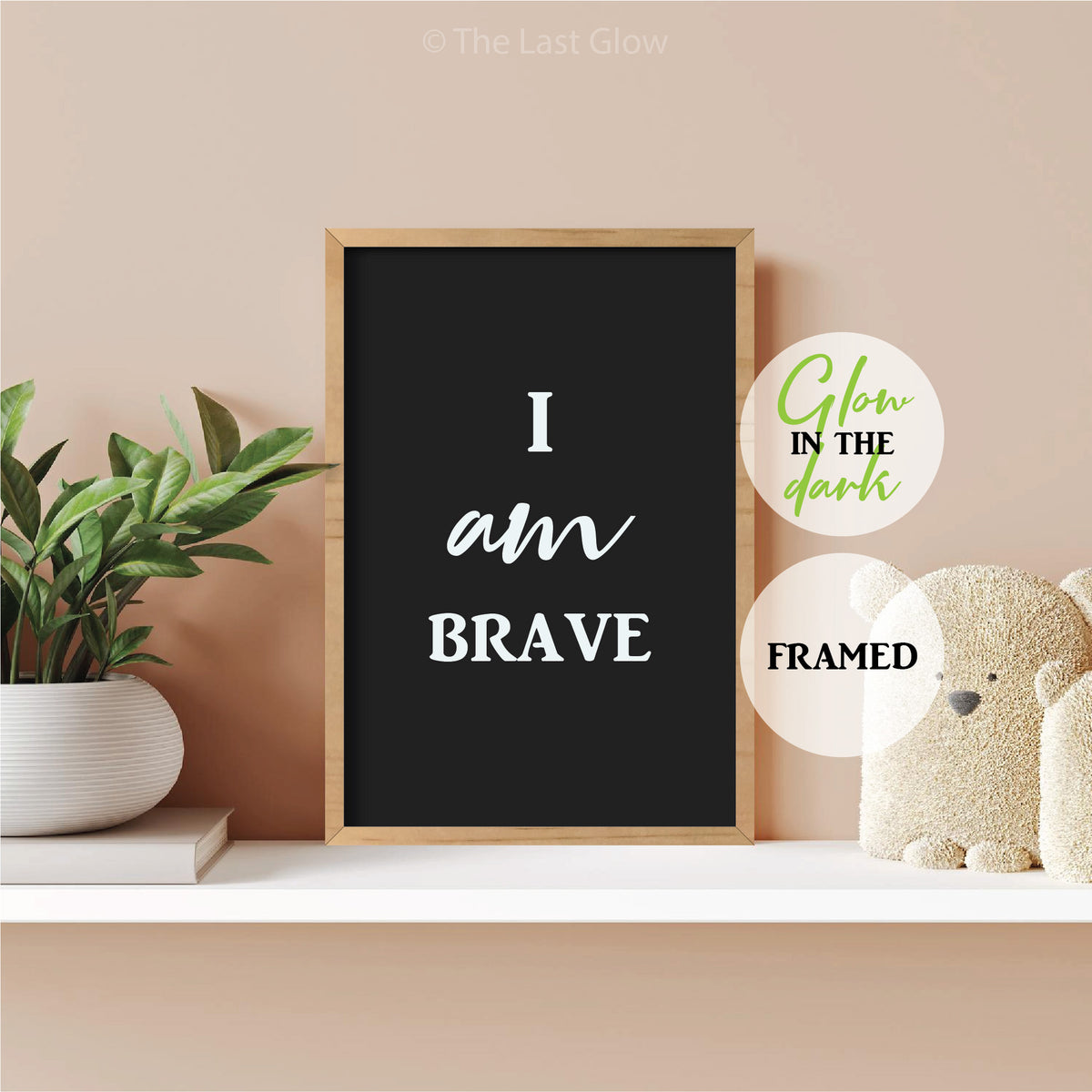 Glow In The Dark Print Positive Affirmation Sign For Kids Room Decor I Am Brave Wall Nursery Decor Light Up Baby Shower Gift Poster Quote