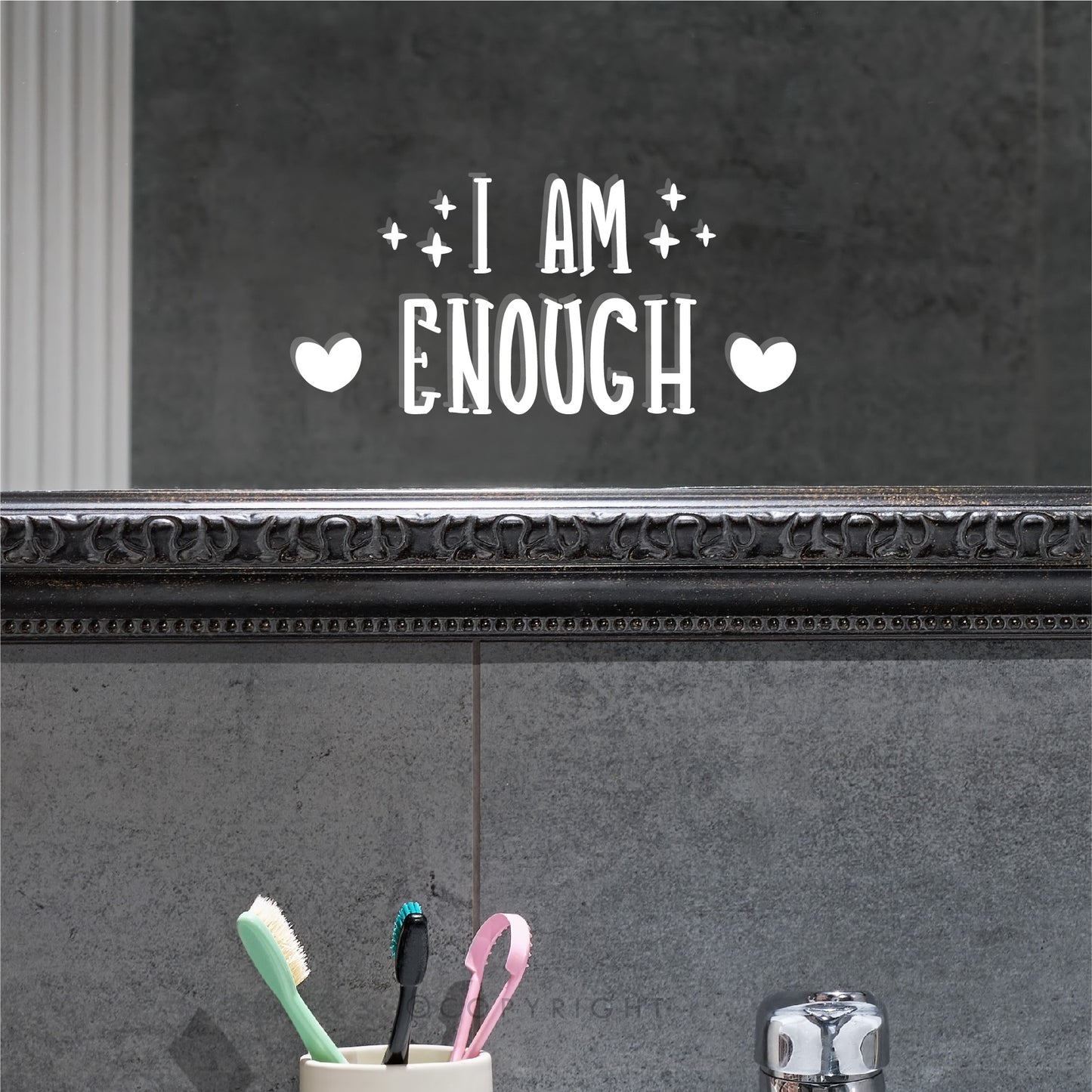 Mirror Sticker I Am Enough Positive Affirmation Decal For Mirror Motivational Quote Vinyl Sticker Transfer Salon Decor Gift For Girlfriend