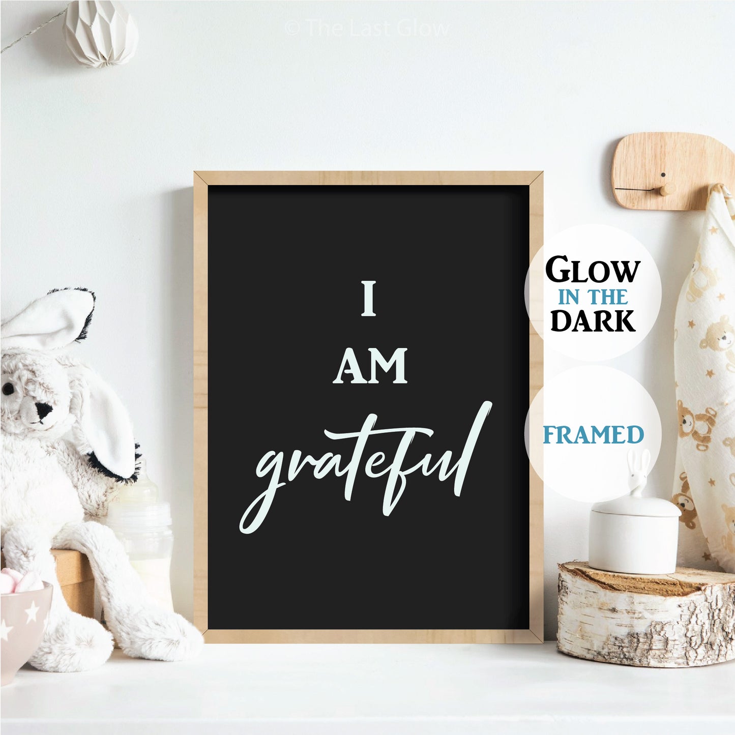 Products Glow In The Dark Gift For Kids Room Positive Affirmation Sign Nursery Decor Quote I Am Grateful Reminder