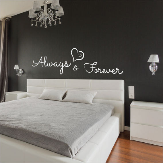 Wall Sticker Bedroom Love Quote - Always and Forever with hearts