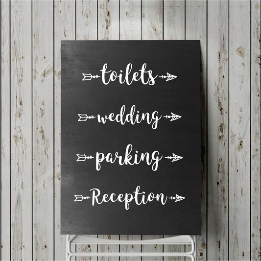 Wedding Arrow Direction Sign for Toilets Wedding Parking Reception