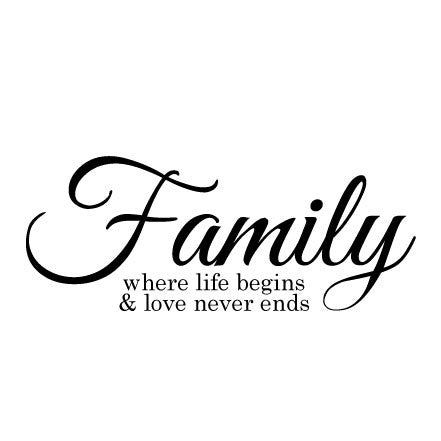 Wall Sticker Quote - Family Where Life Begins and Love Never Ends