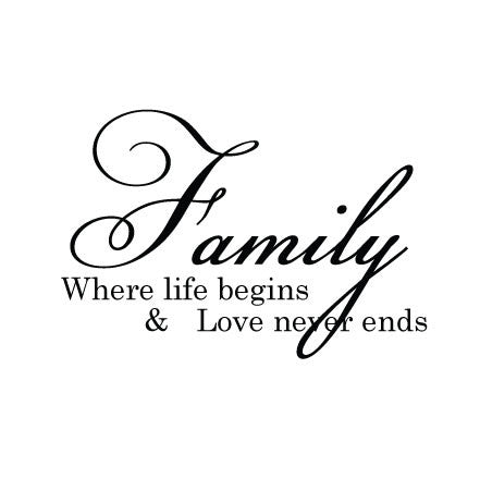 Wall Sticker Quote - Family Where Life Begins and Love Never Ends