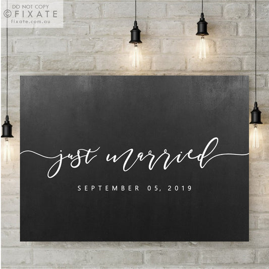 Just Married Wedding Sign Sticker With Custom Date