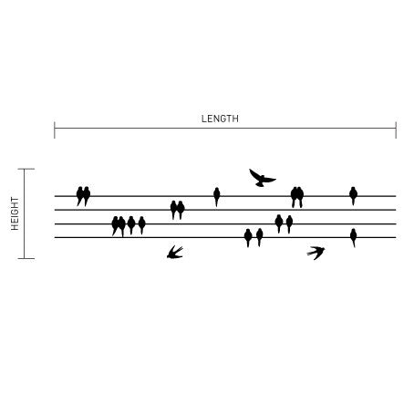Perched birds sitting on a wires wall sticker design