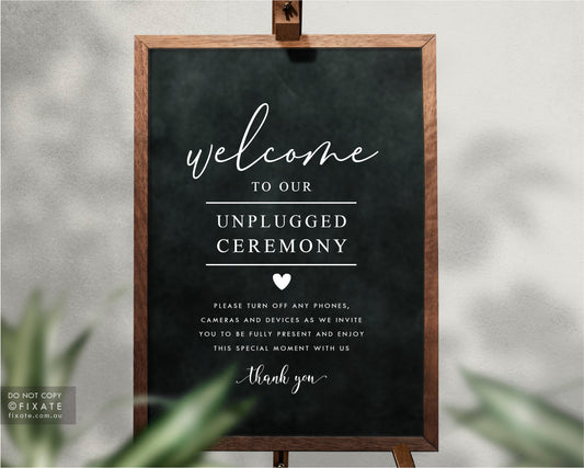 Unplugged Ceremony Wedding Sign Decal
