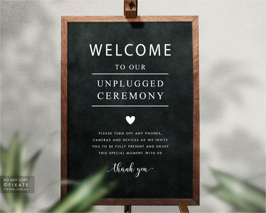 Welcome To Our Unplugged Wedding Sign Decal