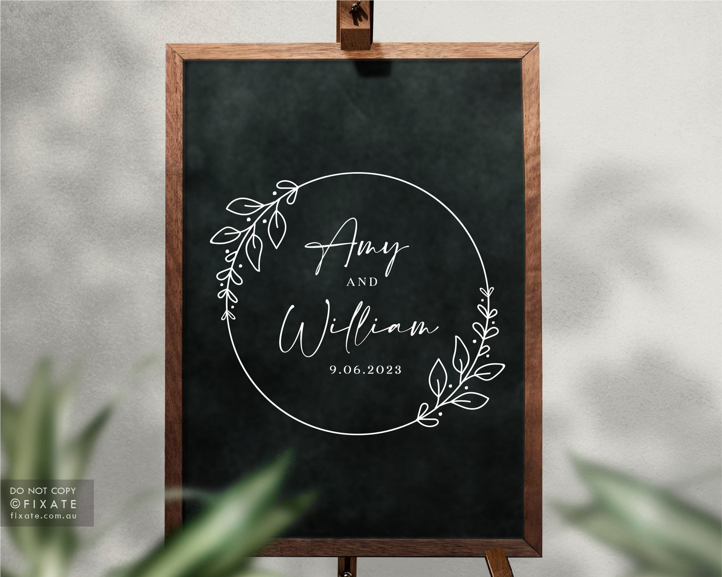 Personalized Wedding Welcome Sign Decal - Floral Wreath