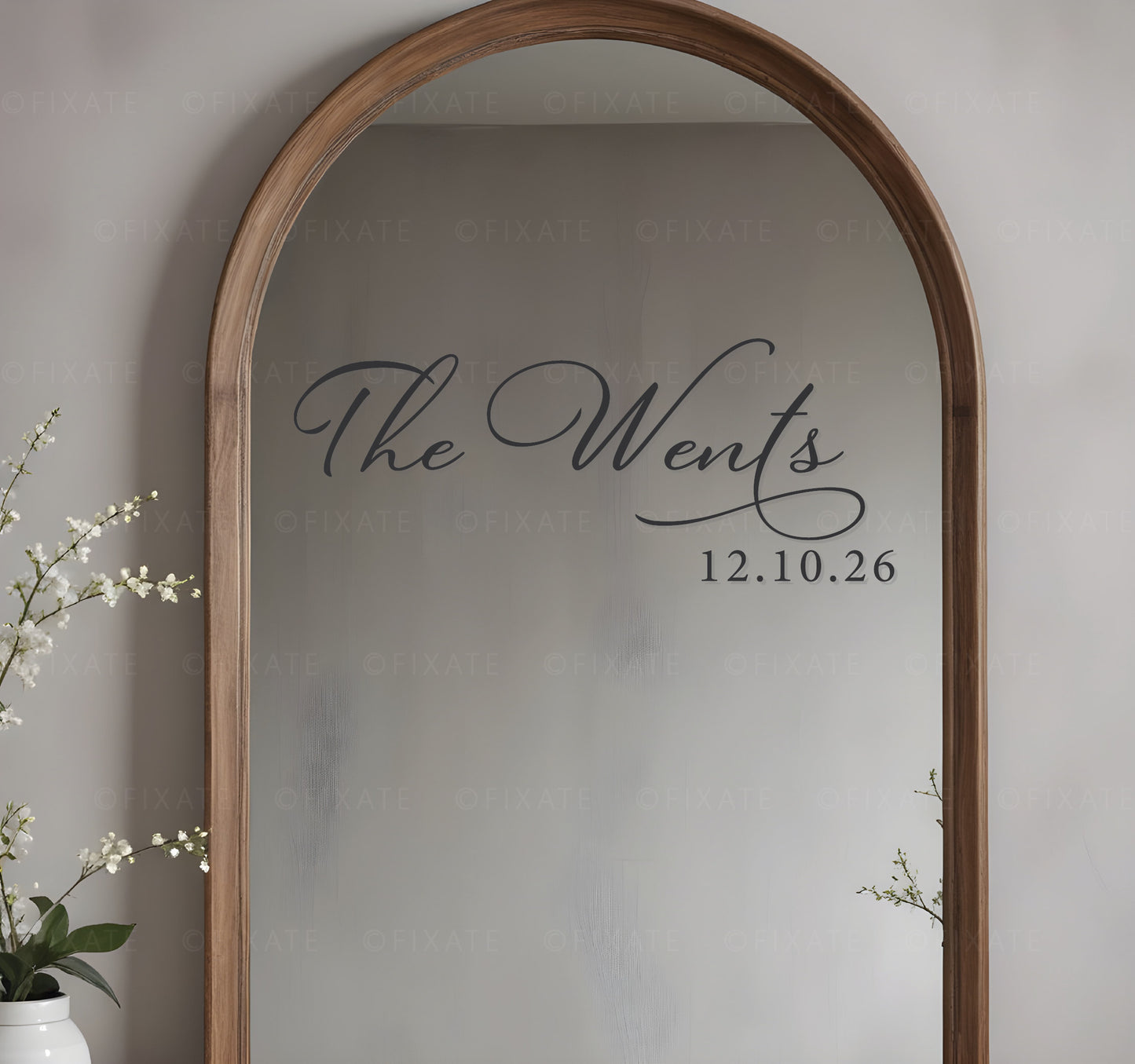 Wedding Mirror Decal Custom Surname Personalised Last Name and Date Decal For Wedding Sign 