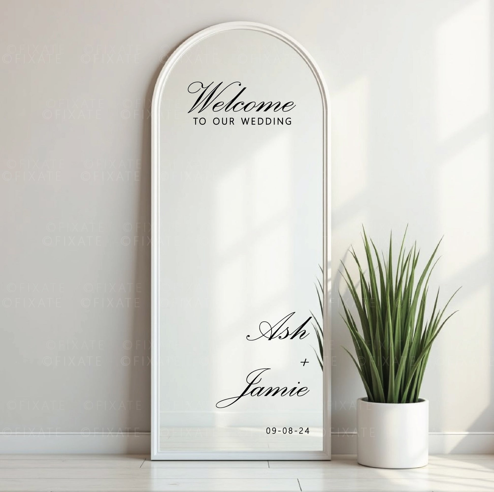 For Welcome Sign Personalized Vinyl Decal  Selfie Mirror Removable Lettering 
