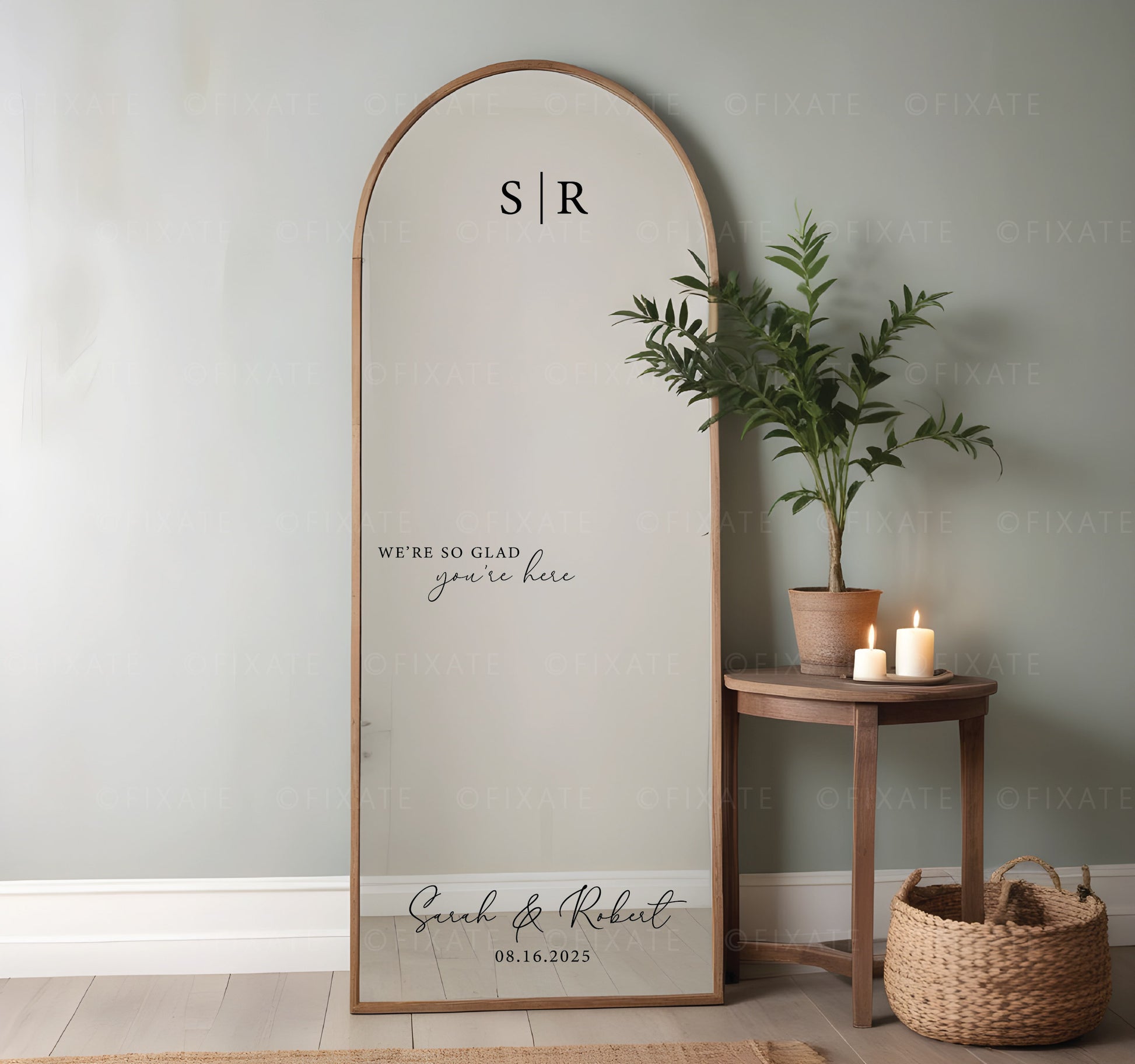 Wedding Mirror Decal Selfie Sign We're So Glad You're Here 
