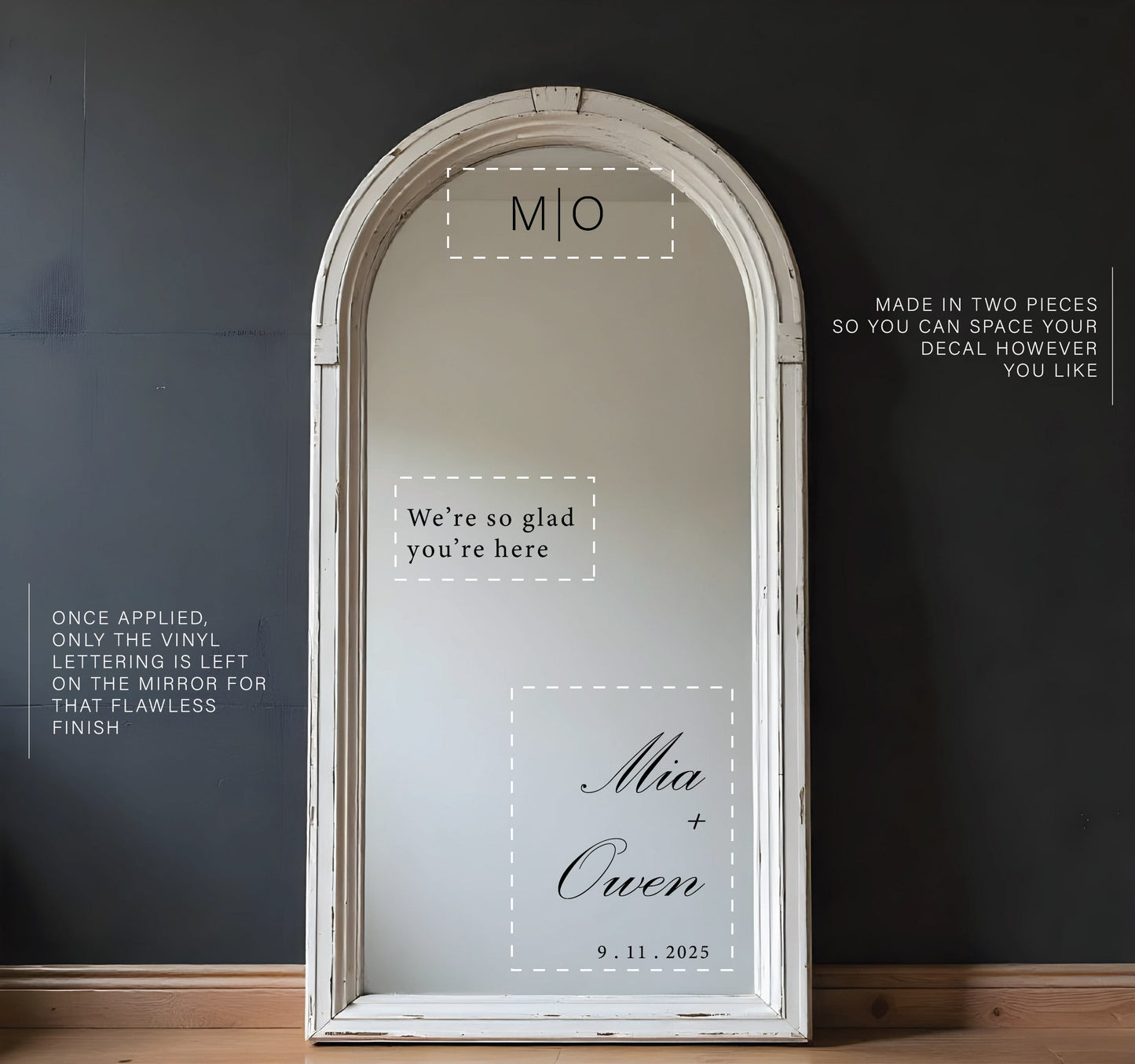 We're So Glad You're Here Wedding Selfie Mirror Decal