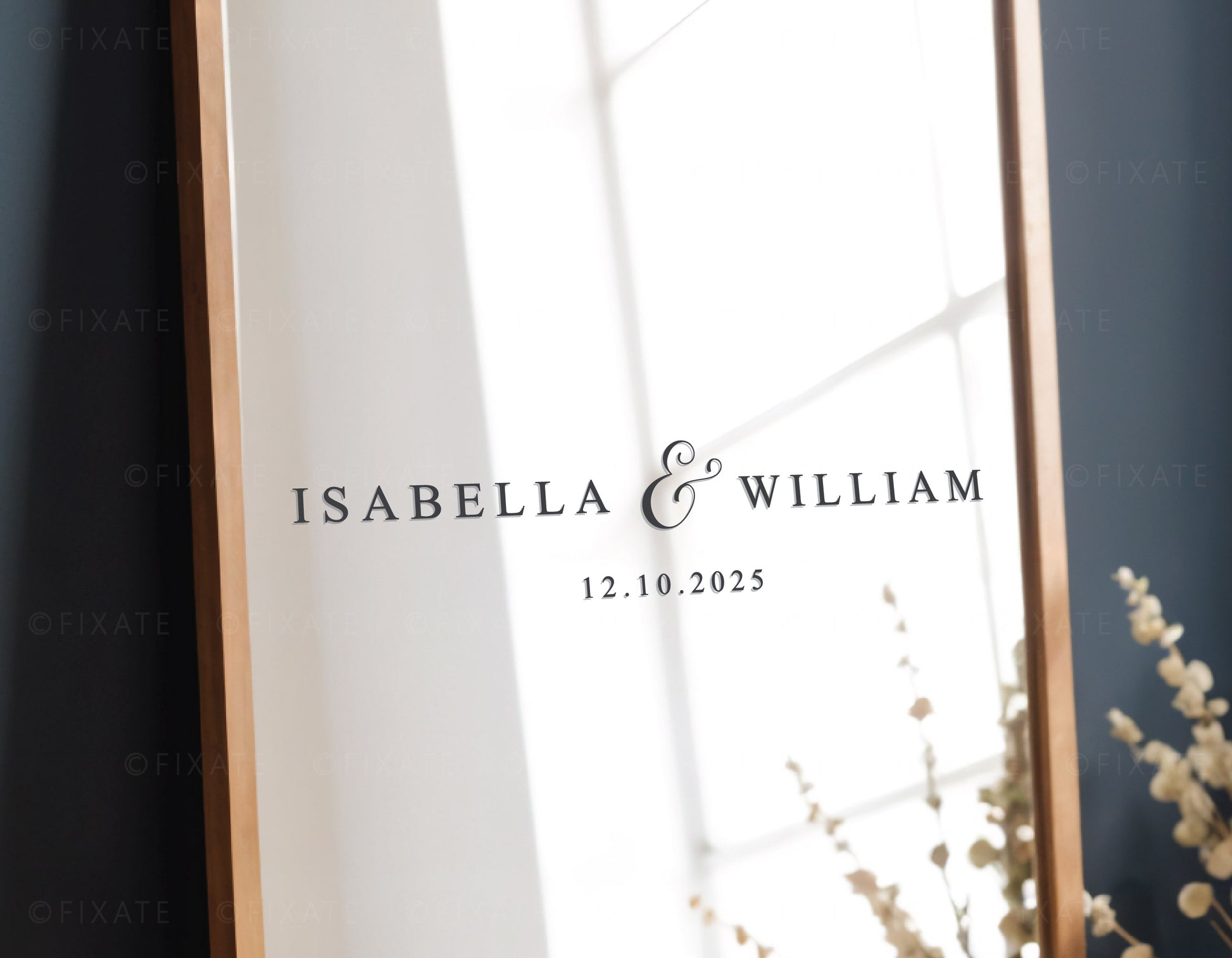 Wedding Mirror Decal Custom Welcome Sign Vinyl Sticker Two Lines