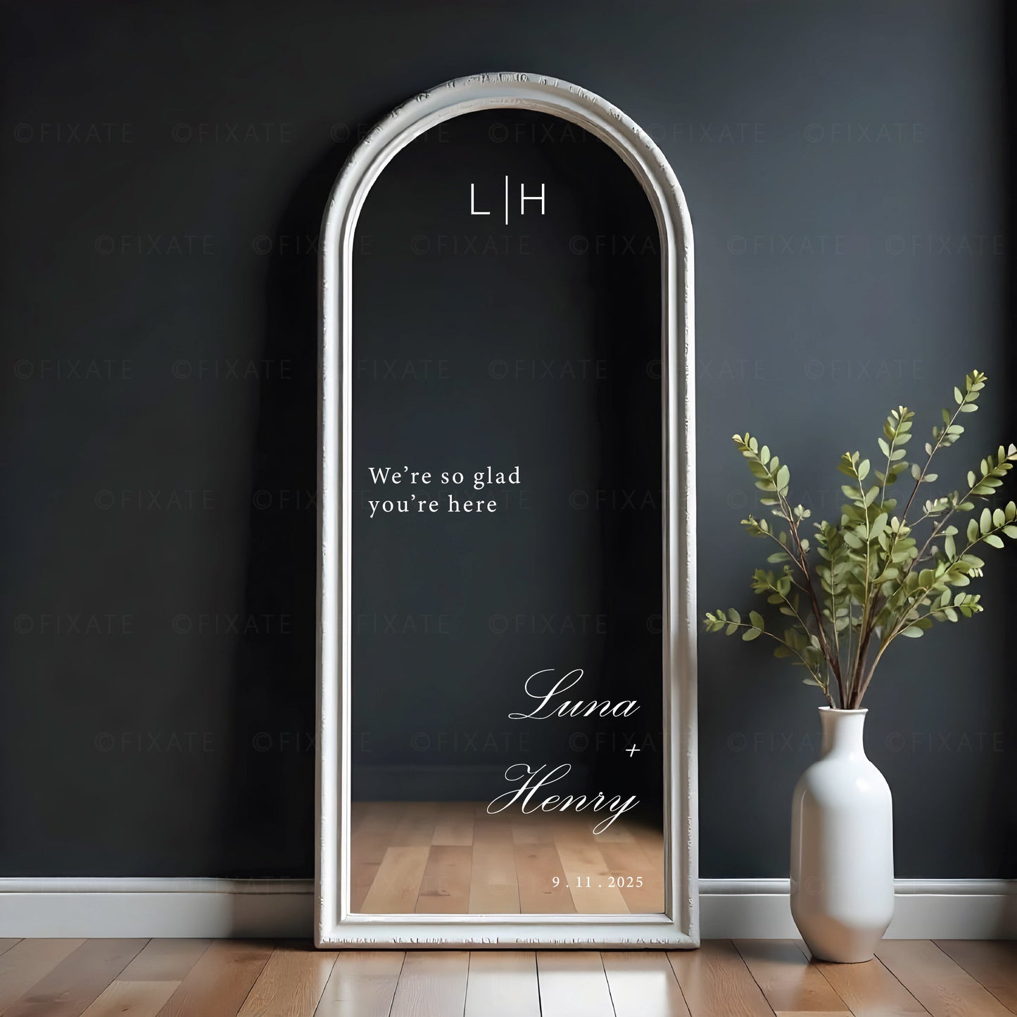 We're So Glad You're Here Wedding Selfie Mirror Decal