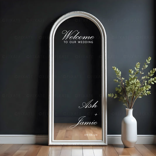  For Welcome Sign Personalized Vinyl Decal  Selfie Mirror Removable Lettering 
