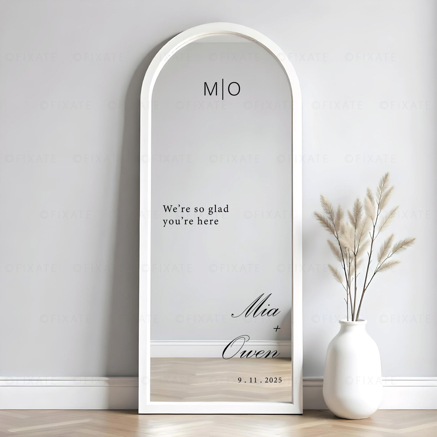 We're So Glad You're Here Wedding Selfie Mirror Decal