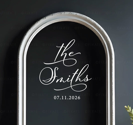 Custom Last Name Wedding Mirror Decal  For Wedding Sign Surname Vinyl Sticker 
