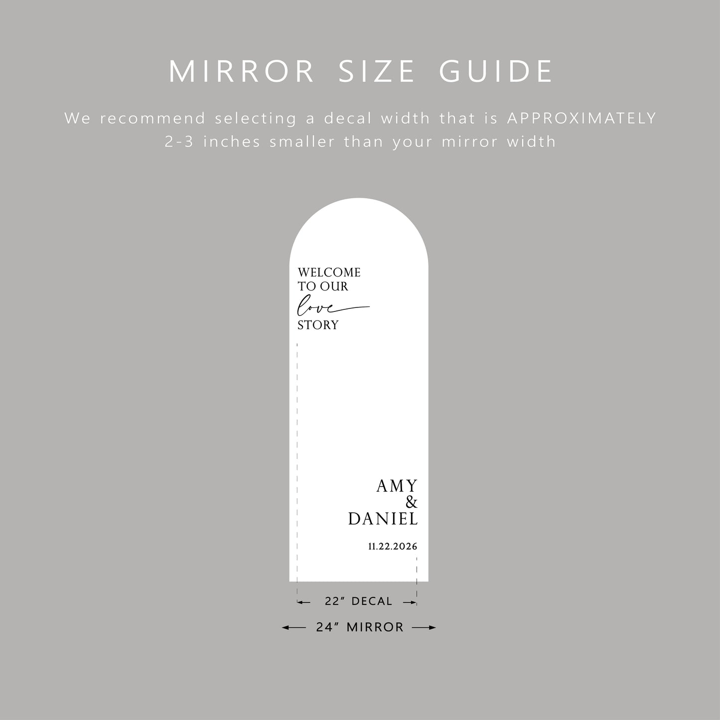 Welcome To Our Love Story Wedding Mirror Decal Sticker 59