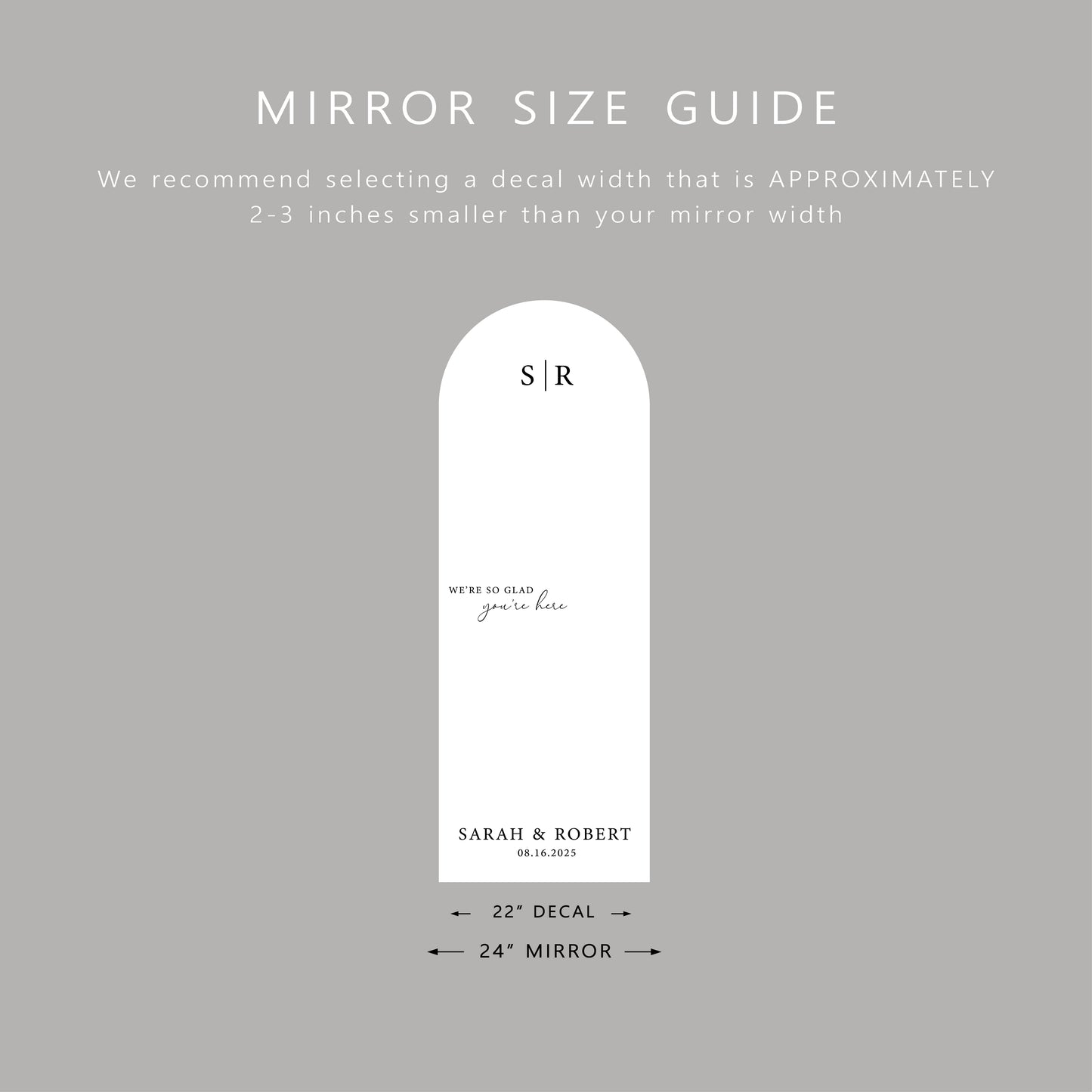 We're So Glad You're Here Welcome Mirror Decal For Wedding 56