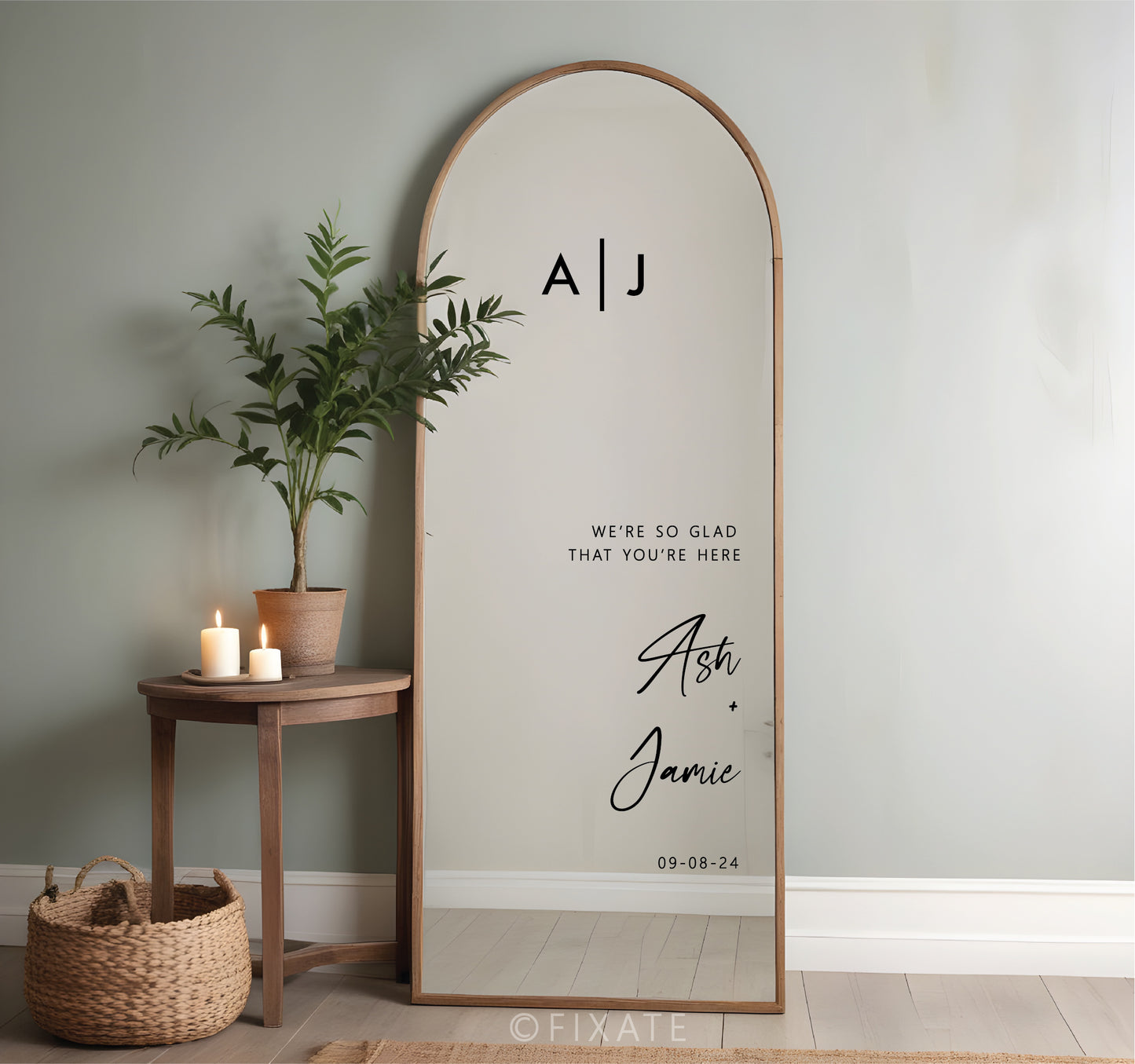 Custom Wedding Mirror Decal With Monogram