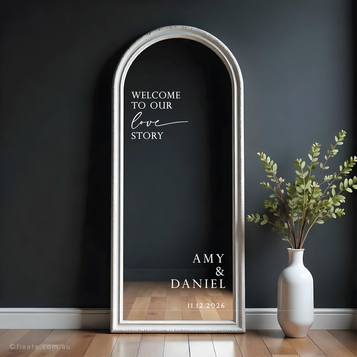 Welcome To Our Love Story Wedding Mirror Decal Sticker