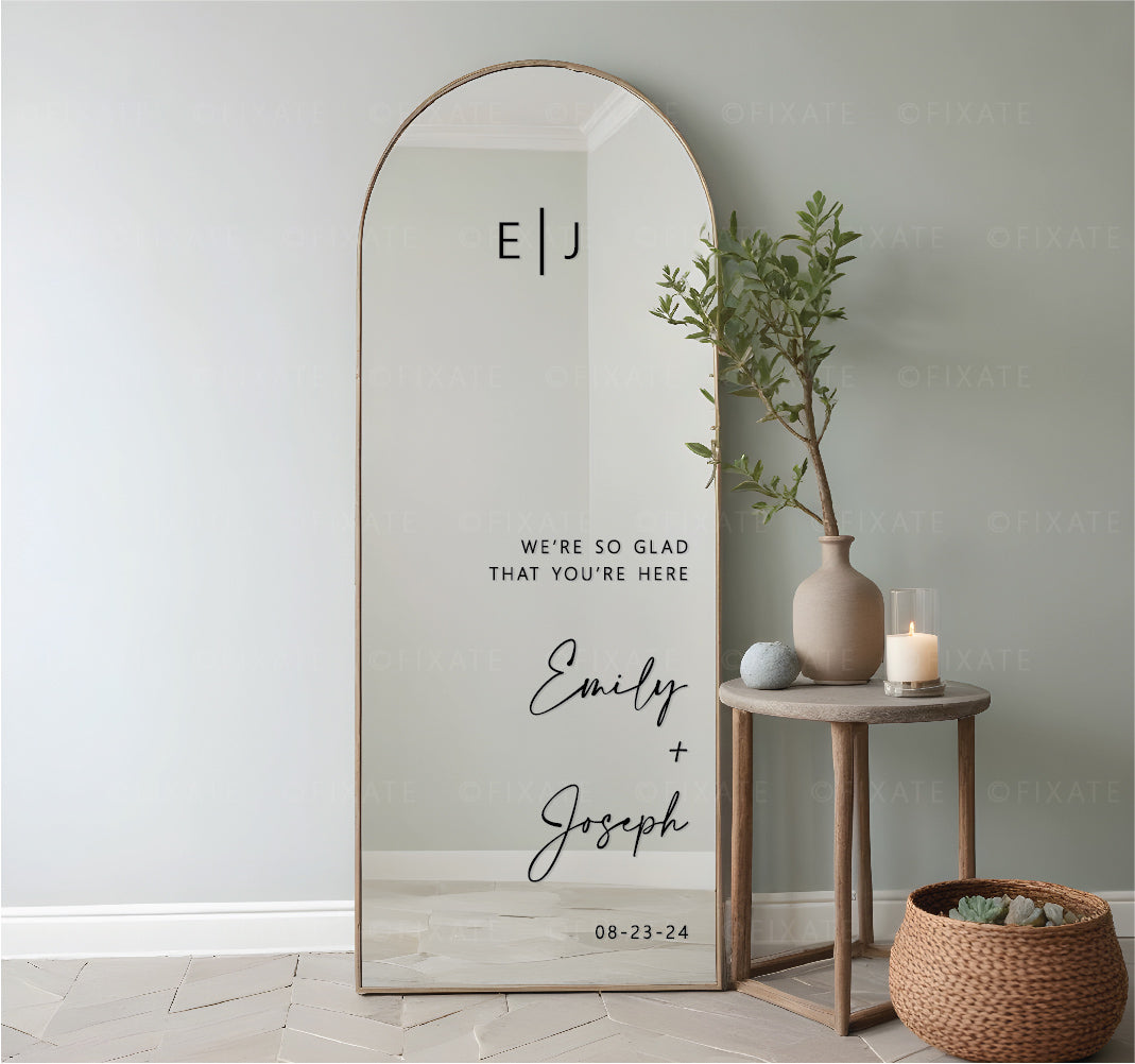 Custom Wedding Mirror Sticker Vinyl Decal For Mirror Welcome Sign We're So Glad Your Here
