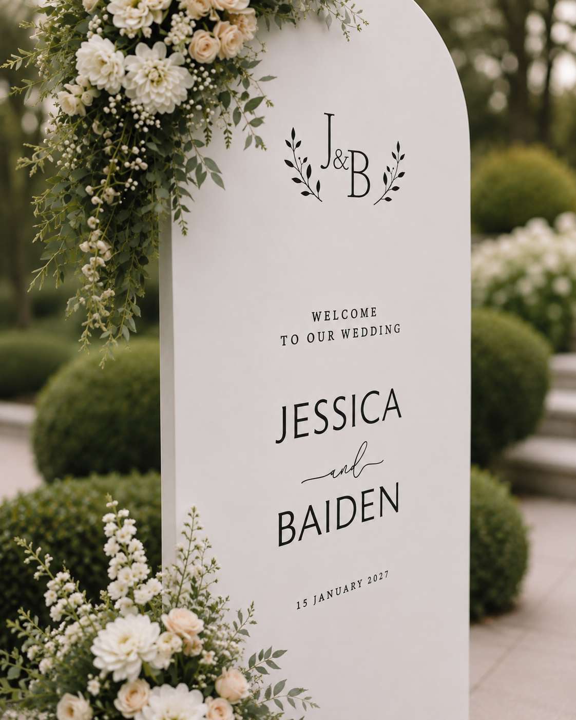 Custom Wedding Mirror Decal Wreath Monogram 82
