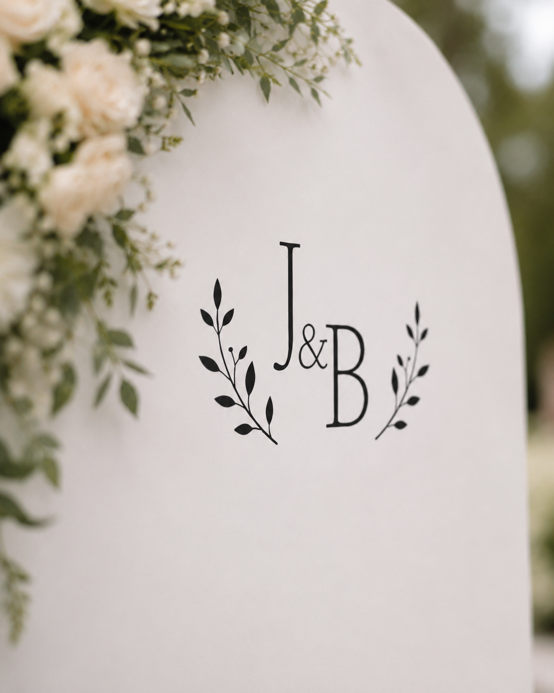 Custom Wedding Mirror Decal Wreath Monogram 82
