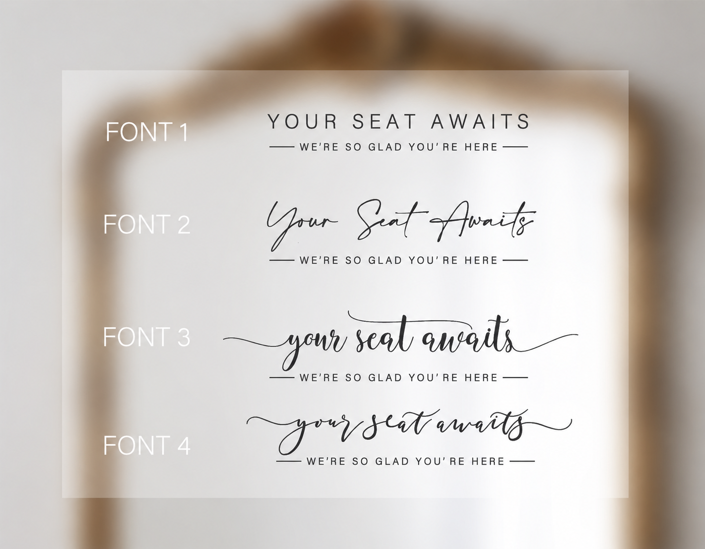 Your seat awaits we're so glad you're here seating chart decal wedding sticker