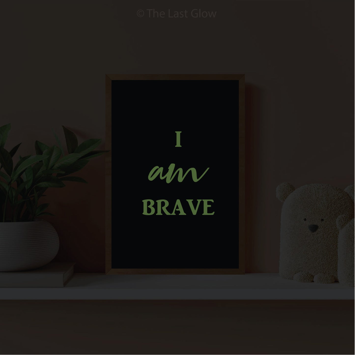 Glow In The Dark Print Positive Affirmation Sign For Kids Room Decor I Am Brave Wall Nursery Decor Light Up Baby Shower Gift Poster Quote