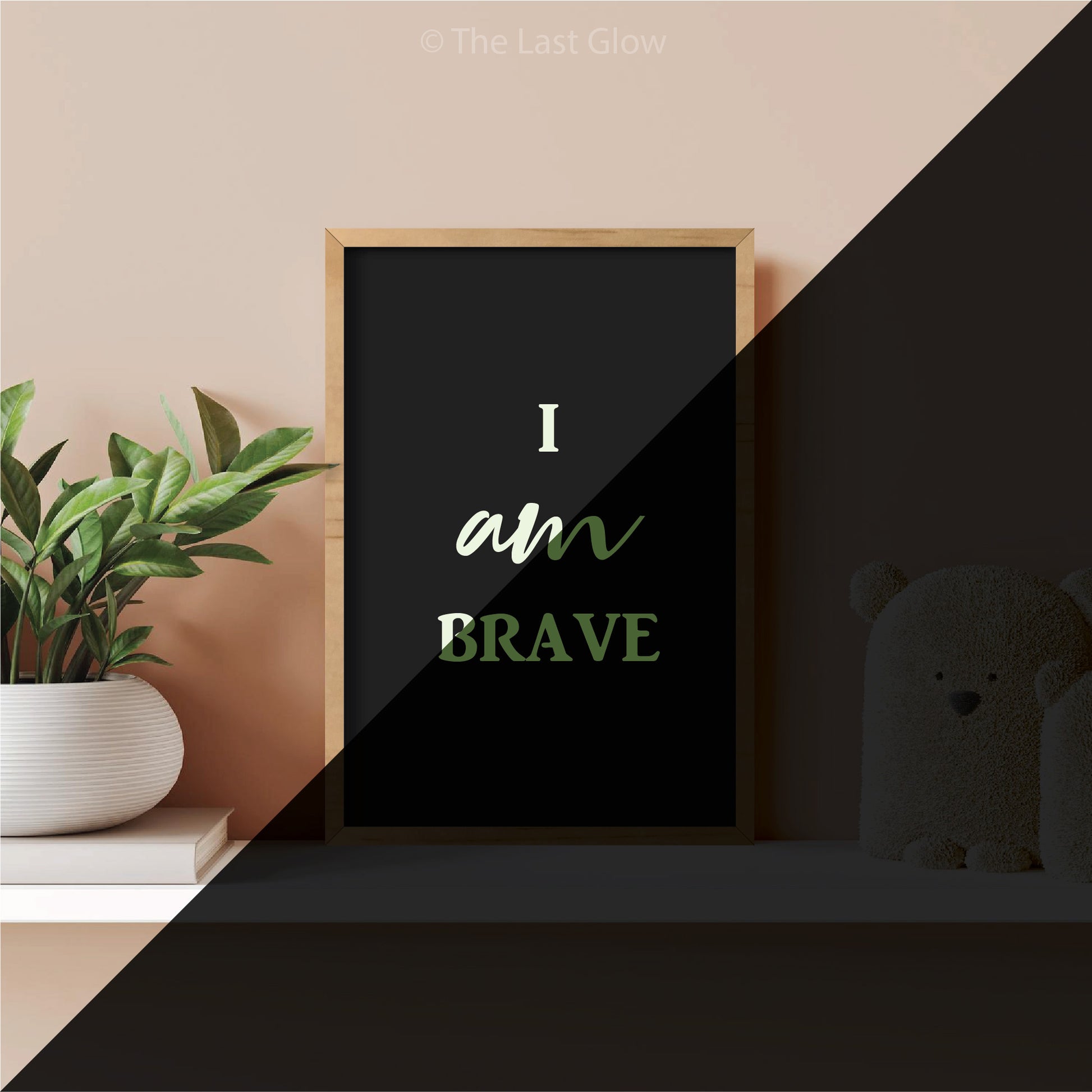 Glow In The Dark Print Positive Affirmation Sign For Kids Room Decor I Am Brave Wall Nursery Decor Light Up Baby Shower Gift Poster Quote