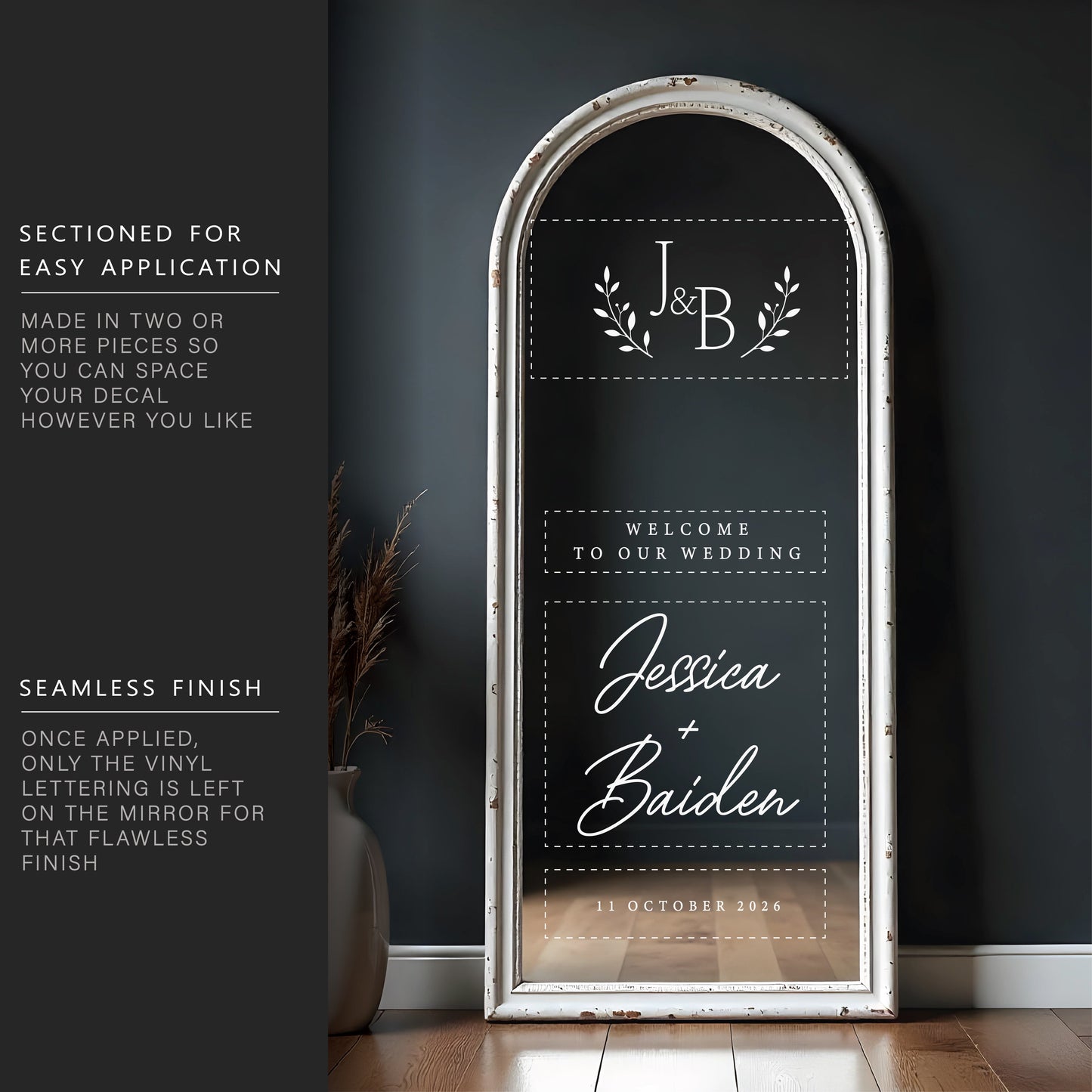 We're So Glad You're Here Wedding Mirror Decal