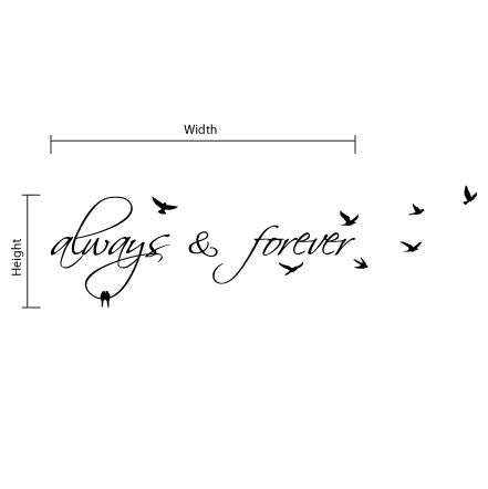 Wall Sticker Bedroom Love Quote - Always and Forever with flying birds