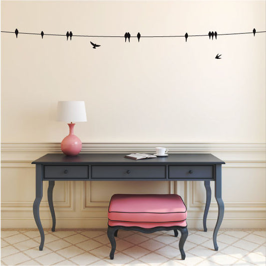 Wall Sticker Design Birds Perched on a Wire