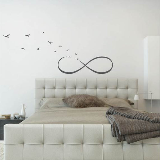 Wall Sticker Love - Infinity Symbol with Flying Birds