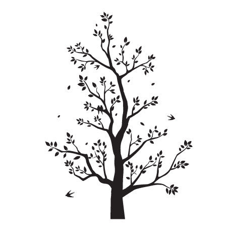 Large Tree Wall Sticker with leaves, branches & flying birds