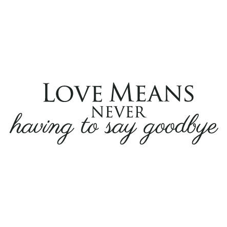 Wall Sticker Love Quote – Love means never saying goodbye